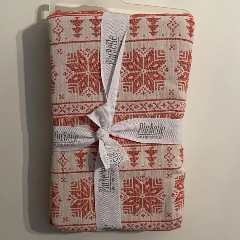 PiuBelle Red/White Fair Isle Cotton Shower Curtain 72x72